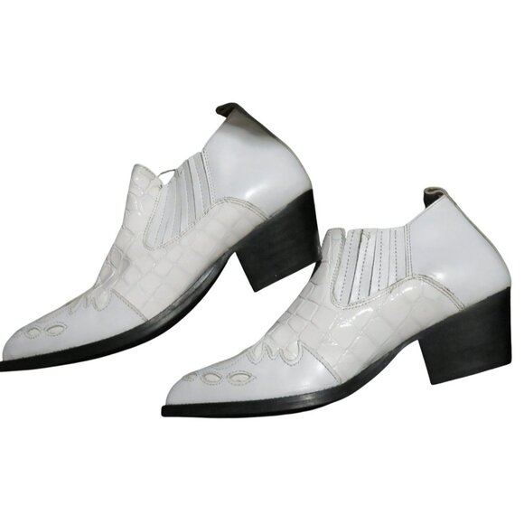 Kurt Geiger London made in Portugal White Leather Croc Embossed Ankle Booties 7 - Picture 8 of 11